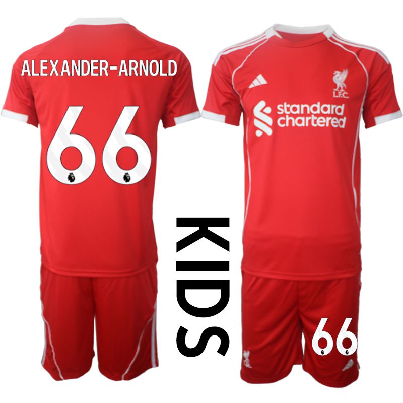 Youth 2025-2026 Season Club Liverpool home red 66 Soccer Jersey